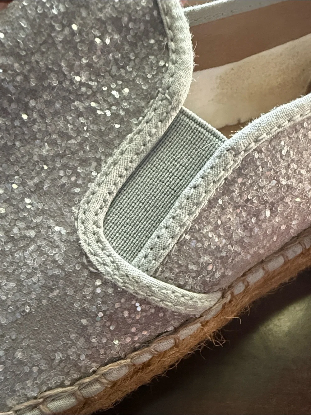Gaimo Silver Glitter Platform Espadrille Slip On Shoes Made in Spain EU 41 US 10